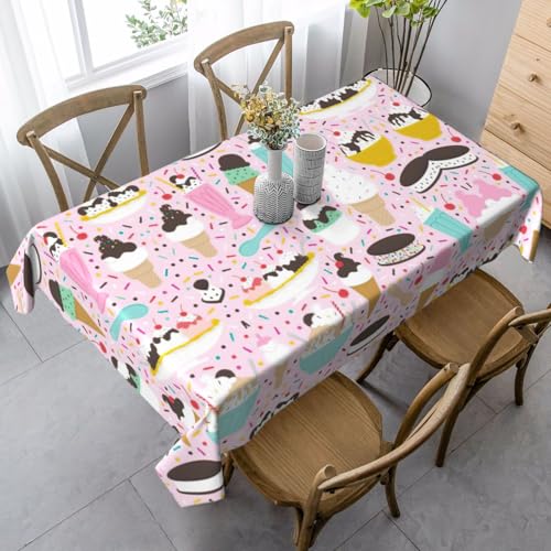 ASFgda Rechteckige Tischdecke mit süßem Eiscreme-Druck, knitterfrei, waschbar, für Essen/Party/Buffet/Hochzeit ASFgda Rechteckige Tischdecke mit süßem Eiscreme-Druck, knitterfrei, waschbar, für Essen/Party/Buffet/Hochzeit von ASFgda