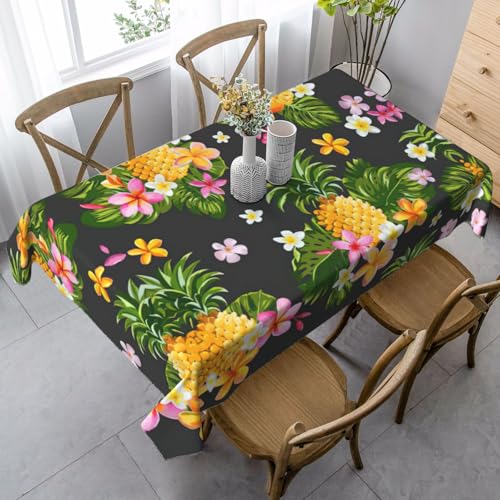 ASFgda Rechteckige Tischdecke mit tropischem Ananas, hawaiianischer Druck, knitterfrei, waschbar, für Essen/Party/Buffet/Hochzeit von ASFgda