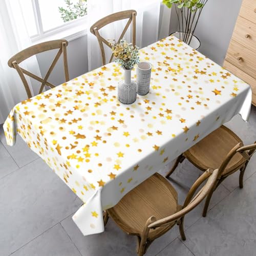 ASFgda Rechteckige Tischdecke mit verträumten Sternen und Punkten, 89 x 140 cm, knitterfrei, waschbar, Tischdecke für Essen/Party/Buffet/Hochzeit von ASFgda