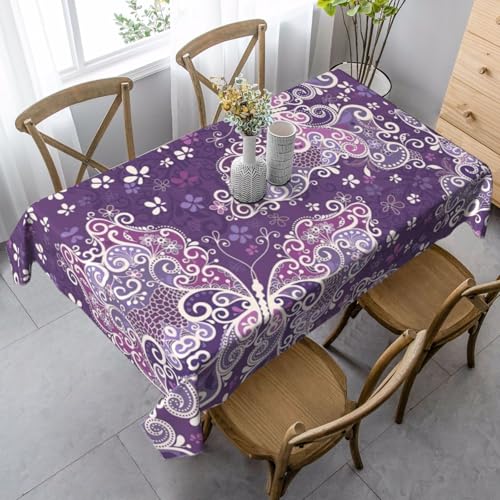 ASFgda Rechteckige Tischdecke mit violetten Schmetterlingen, 89 x 140 cm, knitterfrei, waschbar, Tischdecke für Essen/Party/Buffet/Hochzeit ASFgda Rechteckige Tischdecke mit violetten Schmetterlingen, 89 x 140 cm, knitterfrei, waschbar, Tischdecke für Essen/Party/Buffet/Hochzeit von ASFgda