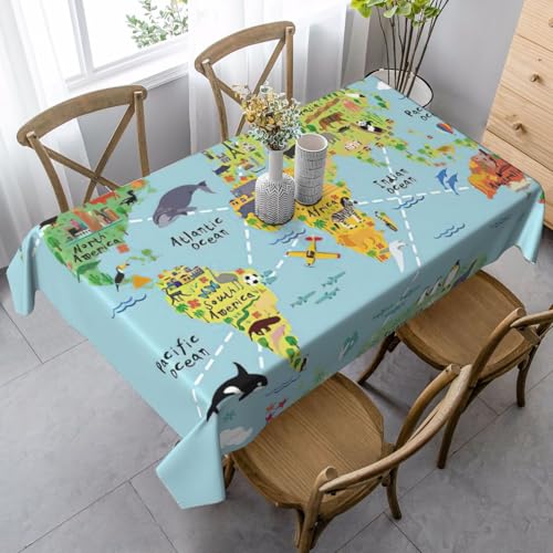 ASFgda Rechteckige Weltkarte. Bedruckte Tischdecke, knitterfrei, waschbar, für Esszimmer/Party/Buffet/Hochzeit, 89,9 x 140,9 cm ASFgda Rechteckige Weltkarte. Bedruckte Tischdecke, knitterfrei, waschbar, für Esszimmer/Party/Buffet/Hochzeit, 89,9 x 140,9 cm von ASFgda