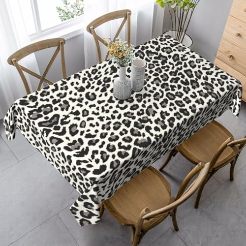 ASFgda Rechteckige schwarze Tischdecke mit Leopardenmuster, 89 x 140 cm, knitterfrei, waschbar, Tischdecke für Essen/Party/Buffet/Hochzeit von ASFgda