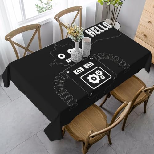 ASFgda Rechteckige schwarze Tischdecke mit Roboterdruck, 89,9 x 140,9 cm, knitterfrei, waschbar, Tischdecke für Essen/Party/Buffet/Hochzeit ASFgda Rechteckige schwarze Tischdecke mit Roboterdruck, 89,9 x 140,9 cm, knitterfrei, waschbar, Tischdecke für Essen/Party/Buffet/Hochzeit von ASFgda