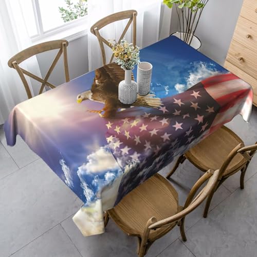 ASFgda Rechteckiger Kunstdruck mit amerikanischer USA-Flagge, Adler, 89 x 140 cm, knitterfrei, waschbar, Tischdecke für Essen/Party/Buffet/Hochzeit ASFgda Rechteckiger Kunstdruck mit amerikanischer USA-Flagge, Adler, 89 x 140 cm, knitterfrei, waschbar, Tischdecke für Essen/Party/Buffet/Hochzeit von ASFgda