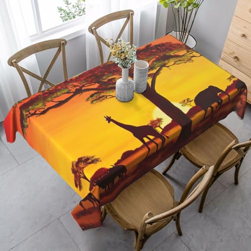 Rechteckige Tischdecke mit afrikanischem Tier, Sonnenuntergang, 89 x 140 cm, knitterfrei, waschbar, Tischdecke für Essen/Party/Buffet/Hochzeit Rechteckige Tischdecke mit afrikanischem Tier, Sonnenuntergang, 89 x 140 cm, knitterfrei, waschbar, Tischdecke für Essen/Party/Buffet/Hochzeit von ASFgda