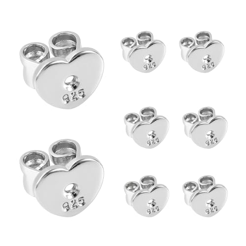Ohrringverschlüsse Sterling Silber 925 Ohrstecker Verschlüsse, 8 Stück Herz Ohrring Stecker Pfosten Stop Hypoallergen Herz Ohrstopper Sicher Ersatz Flach Schmetterling Verschlüsse Schmuckherstellung Ohrringverschlüsse Sterling Silber 925 Ohrstecker Verschlüsse, 8 Stück Herz Ohrring Stecker Pfosten Stop Hypoallergen Herz Ohrstopper Sicher Ersatz Flach Schmetterling Verschlüsse Schmuckherstellung von ASH'S CHOICE