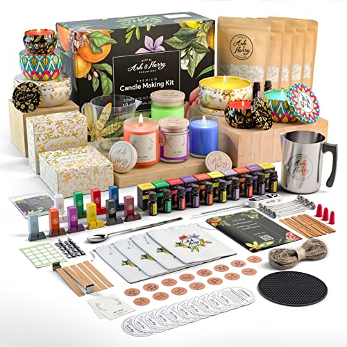 ASH & HARRY Kerzenherstellungs-Set für Erwachsene und Kinder, Anfänger, DIY-Kerzenherstellungszubehör mit natürlichem Sojawachs, 10 ätherische Öle und 10 Sojawachs-Farben ASH & HARRY Kerzenherstellungs-Set für Erwachsene und Kinder, Anfänger, DIY-Kerzenherstellungszubehör mit natürlichem Sojawachs, 10 ätherische Öle und 10 Sojawachs-Farben von ASH & HARRY
