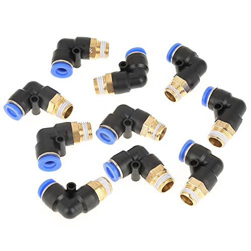 10 Stücke Pneumatische Winkel Schnellkupplung Luftanschlüsse Adapter 8mm Durchmesser Gewinde G1/4 Set für Rohr für Druckluftwerkzeuge von ASHATA