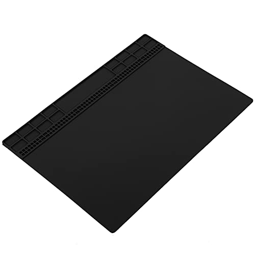Reparaturmatte 13,8x9,8x0,2 Zoll Unterstützung 500℃ Werkbankmatten Hochleistungs-magnetische Tischmatte Verwendung Bequem für Computer (Schwarz) von ASHATA
