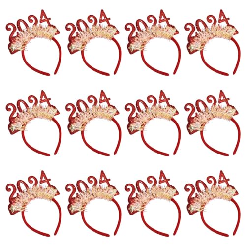 ASHLUYAK 2024 Happy New Year Stirnband Set Von 12 Stirnbänder Bunte Neujahr Party Dekorationen Weihnachten Neujahr Stirnband Party Themed Headwear von ASHLUYAK