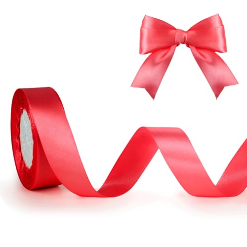 Geschenkband Rot, 25mm x 22m Schleifenband für Hochzeit, Geburtstagsgeschenk, Festival Dekoration, Satinband Breit Seidenband für DIY-Projekte, Zimmer, Bankett, Weihnachts Dekoration, Deko Band Geschenkband Rot, 25mm x 22m Schleifenband für Hochzeit, Geburtstagsgeschenk, Festival Dekoration, Satinband Breit Seidenband für DIY-Projekte, Zimmer, Bankett, Weihnachts Dekoration, Deko Band von ASHYLE