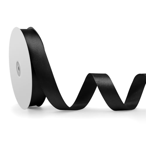 Geschenkband Schwarz, 25mm x 92m Schleifenband für Hochzeit, Geburtstagsgeschenk, Festival Dekoration, Satinband Breit Seidenband für DIY-Projekte, Zimmer, Bankett, Weihnachts Dekoration, Deko Band Geschenkband Schwarz, 25mm x 92m Schleifenband für Hochzeit, Geburtstagsgeschenk, Festival Dekoration, Satinband Breit Seidenband für DIY-Projekte, Zimmer, Bankett, Weihnachts Dekoration, Deko Band von ASHYLE