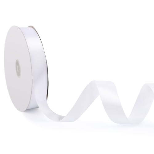 Geschenkband Weiß, 25mm x 92m Schleifenband für Hochzeit, Geburtstagsgeschenk, Festival Dekoration, Satinband Breit Seidenband für DIY-Projekte, Zimmer, Bankett, Weihnachts Dekoration, Deko Band Geschenkband Weiß, 25mm x 92m Schleifenband für Hochzeit, Geburtstagsgeschenk, Festival Dekoration, Satinband Breit Seidenband für DIY-Projekte, Zimmer, Bankett, Weihnachts Dekoration, Deko Band von ASHYLE