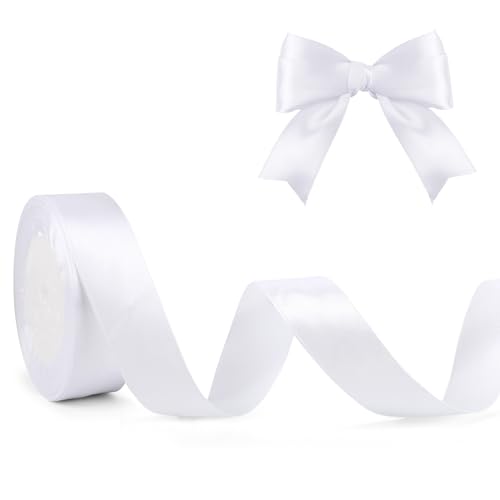 Geschenkband Weiß, 25mm x 22m Schleifenband für Hochzeit, Geburtstagsgeschenk, Festival Dekoration, Satinband Breit Seidenband für DIY-Projekte, Zimmer, Bankett, Weihnachts Dekoration, Deko Band Geschenkband Weiß, 25mm x 22m Schleifenband für Hochzeit, Geburtstagsgeschenk, Festival Dekoration, Satinband Breit Seidenband für DIY-Projekte, Zimmer, Bankett, Weihnachts Dekoration, Deko Band von ASHYLE