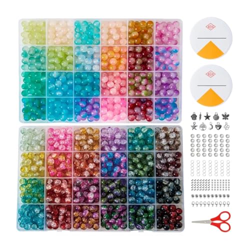 ASIMASIKE 1300 Stück Glasperlen für die Schmuckherstellung – 8 mm Perlen in 48 Farben, 2 Boxen mit Glasperlen für Armbänder, Handwerk und DIY-Geschenke ASIMASIKE 1300 Stück Glasperlen für die Schmuckherstellung – 8 mm Perlen in 48 Farben, 2 Boxen mit Glasperlen für Armbänder, Handwerk und DIY-Geschenke von ASIMASIKE