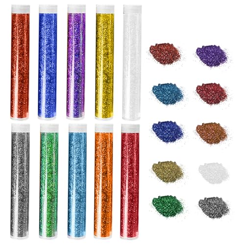 ASIRYVA Glitzer-Farb-Set, einfach zu gießen, Streuer, Kunst- und Bastelglitzer für Schleim, Karten, Nagelkunst, Dekorationen und mehr, 10-teilig ASIRYVA Glitzer-Farb-Set, einfach zu gießen, Streuer, Kunst- und Bastelglitzer für Schleim, Karten, Nagelkunst, Dekorationen und mehr, 10-teilig von ASIRYVA