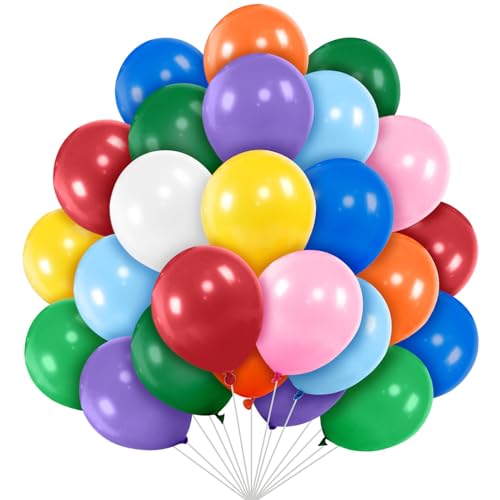 100 Stück 12,7 cm mehrfarbige Regenbogen-Luftballons, Mini-Latex-Luftballons, kleine bunte Ballons für Geburtstag, Hochzeit, Verlobung, Jahrestag, Festival, Party-Dekorationen (zufällige Farbe) von ASIYUHY
