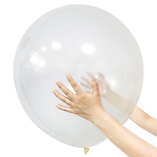 Transparente Luftballons, 45,7 cm, 12 Stück, große Luftballons, dicke Latex, große klare Partyballons, runde Heliumballons für Geburtstag, Hochzeit, Babyparty, Festival, Weihnachtsdekorationen von ASIYUHY