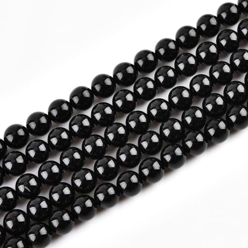 10 mm natürliche schwarze Onyx-Perlen, rund, Achat, Edelstein, lose Perlen für Schmuckherstellung (36–38 Stück/Strang) A von ASKFNASDKMFN