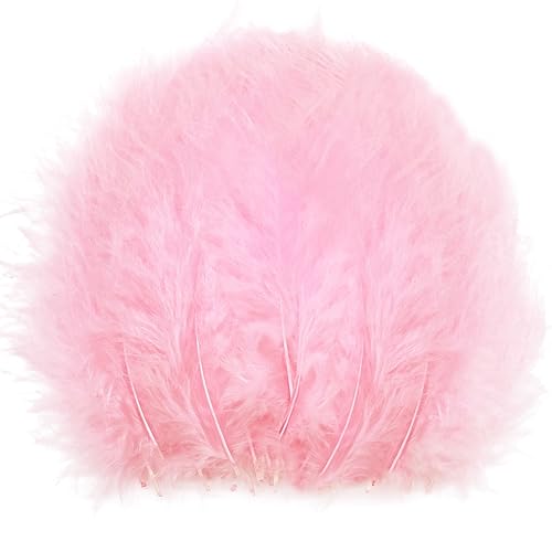 100 Stück hellrosa Federn, flauschige Truthahn-Federn, Marabufedern, 10,2 - 15,2 cm, zum Basteln, Traumfänger, Fransenbesatz, farbige Federn, Fliegenbindenmaterial 100 Stück hellrosa Federn, flauschige Truthahn-Federn, Marabufedern, 10,2 - 15,2 cm, zum Basteln, Traumfänger, Fransenbesatz, farbige Federn, Fliegenbindenmaterial von ASKFNASDKMFN
