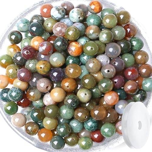 100 Stück indische Achat-Perlen, 8 mm, Natursteinperlen, rund, lose Edelsteinperlen für Armbänder, Perlen, Kristall, Schmuckherstellung, DIY, Halsketten, Ohrringe, 0,8 cm 100 Stück indische Achat-Perlen, 8 mm, Natursteinperlen, rund, lose Edelsteinperlen für Armbänder, Perlen, Kristall, Schmuckherstellung, DIY, Halsketten, Ohrringe, 0,8 cm von ASKFNASDKMFN