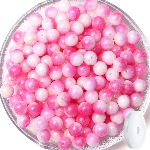100 Stück rosa Turmalin-Jade-Natursteinperlen, 8 mm, rund, lose Edelsteine für Armbänder, Halsketten, Ohrringe, Schmuckherstellung, polierter rosa Kristall, DIY 100 Stück rosa Turmalin-Jade-Natursteinperlen, 8 mm, rund, lose Edelsteine für Armbänder, Halsketten, Ohrringe, Schmuckherstellung, polierter rosa Kristall, DIY von ASKFNASDKMFN