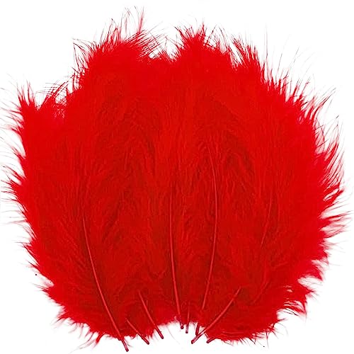 100 Stück rote Federn, flauschige Truthahn-Marabu-Federn, 10,2 - 15,2 cm, zum Basteln, Traumfänger, Fransenbesatz, farbige Federn, Fliegenbindenmaterial 100 Stück rote Federn, flauschige Truthahn-Marabu-Federn, 10,2 - 15,2 cm, zum Basteln, Traumfänger, Fransenbesatz, farbige Federn, Fliegenbindenmaterial von ASKFNASDKMFN