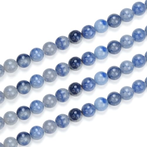 2 Stränge natürlicher blauer Aventurin-Heilstein, 10 mm, runde lose Perlen, Abstandshalter (68–72 Stück) für Bastelarbeiten, Schmuckherstellung, GF6-10 von ASKFNASDKMFN
