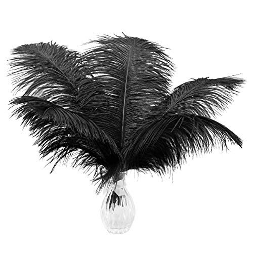 24 Stück natürliche schwarze Straußenfedern, 25–30 cm (10–12 Zoll), für Tafelaufsätze bei Hochzeiten, Partys, Blumenarrangements und Heimdekoration. von ASKFNASDKMFN