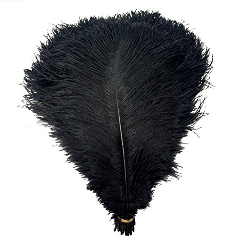 50 Stück 30–35 cm (12–14 Zoll) natürliche Straußenfedern für Heimwerker, Hochzeit, Party, Bürodekoration (schwarz) von ASKFNASDKMFN