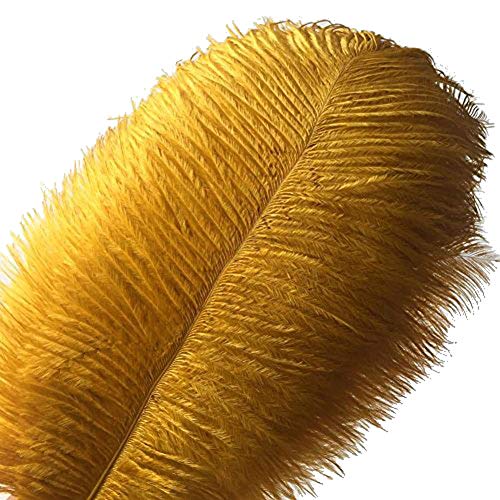 50 Stück 30–35 cm (12–14 Zoll) natürliche Straußenfedern für Heimwerker, Zuhause, Hochzeit, Party, Büro, Dekoration (Gold) von ASKFNASDKMFN