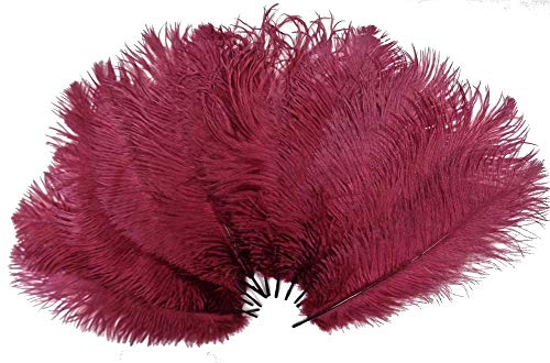 50 Stück Tafelaufsätze aus natürlichen Straußenfedern, 25–30 cm (10–12 Zoll), für die Dekoration von Hochzeiten und Partys zu Hause (Burgunderrot) von ASKFNASDKMFN