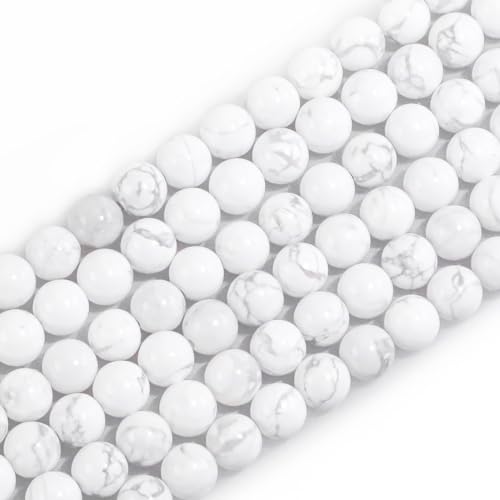 6 mm große natürliche Edelsteine, runde Howlith, lose Perlen für Schmuckherstellung, Armbänder, Halsketten, Ohrringe, Kunsthandwerk (60–62 Stück/Strang) von ASKFNASDKMFN
