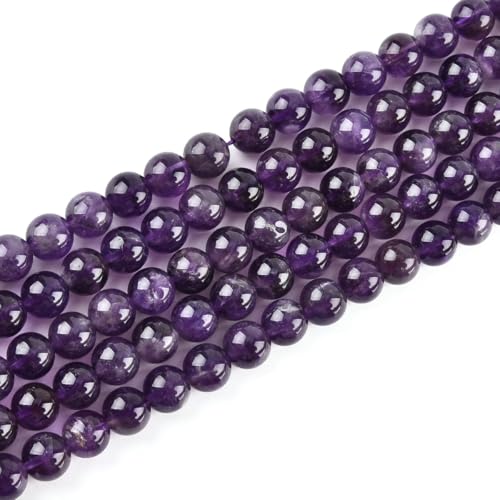 6 mm natürliche Amethyst-Perlen, runde Edelsteine, lose Perlen für Schmuckherstellung (60–62 Stück/Strang) von ASKFNASDKMFN