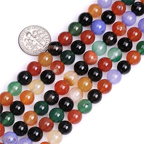 6 mm natürliche gemischte Achat-Perlen, runde Edelsteine, lose Perlen für Schmuckherstellung, 38,1 cm (58–62 Stück/Strang) von ASKFNASDKMFN