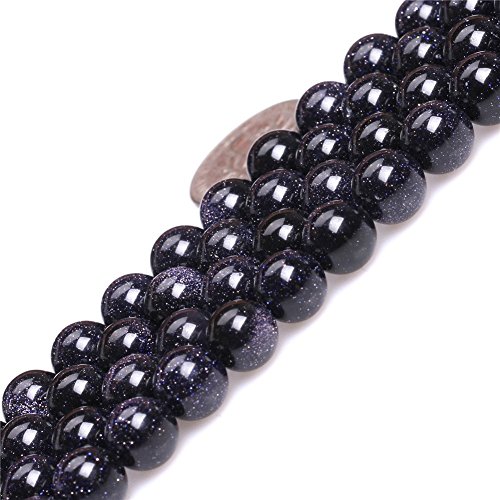 8 mm große, natürliche blaue Sandsteinperlen, runde Edelsteinperlen für Schmuckherstellung (45–48 Stück/Strang) von ASKFNASDKMFN
