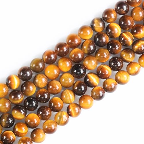 8 mm große natürliche Edelsteine, runde gelbe Tigerauge, lose Perlen für Schmuckherstellung, Armbänder, Halsketten, Ohrringe, Kunsthandwerk (45–48 Stück/Strang) von ASKFNASDKMFN