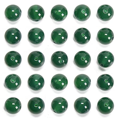 8 mm große originale grüne Achat-Perlen, lose Halbedelsteine, rund, glatt, Abstandshalter für Schmuckherstellung, 200 Stück (8 mm, 200 Perlen, grüner Achat) von ASKFNASDKMFN