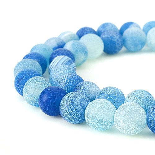8 mm großer, blauer, mattierter Achat, unpoliert, rissig, matt, Edelsteinstrang, runde lose Perlen für Schmuckherstellung 8 mm großer, blauer, mattierter Achat, unpoliert, rissig, matt, Edelsteinstrang, runde lose Perlen für Schmuckherstellung von ASKFNASDKMFN