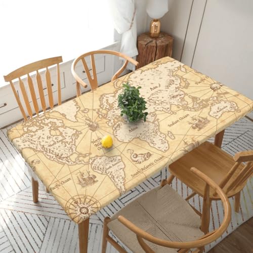 ASKFNASDKMFN Tischdecke mit Vintage-Weltkarte, rechteckig, elastisch, waschbar, Polyester, 76 x 152 cm ASKFNASDKMFN Tischdecke mit Vintage-Weltkarte, rechteckig, elastisch, waschbar, Polyester, 76 x 152 cm von ASKFNASDKMFN