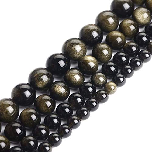Echte goldene Obsidian-Perlen zur Schmuckherstellung, Edelstein, Halbedelstein, rund, 8 mm Strang, 38,1 cm, 46–48 Stück Echte goldene Obsidian-Perlen zur Schmuckherstellung, Edelstein, Halbedelstein, rund, 8 mm Strang, 38,1 cm, 46–48 Stück von ASKFNASDKMFN
