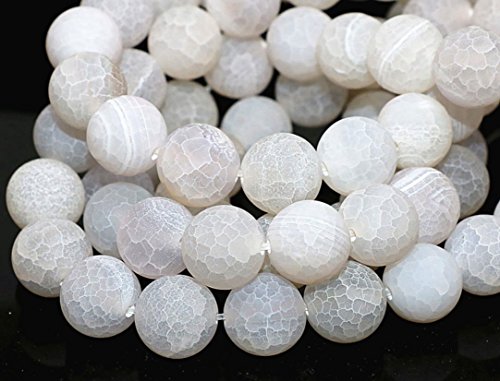 GF12-6 natürlicher mattierter, verwitterter weißer Achat, Heilstein, 6 mm, rund, lose Perlen, Abstandshalter (58–62 Stück) für Bastelarbeiten, Schmuckherstellung, 1 Strang von ASKFNASDKMFN