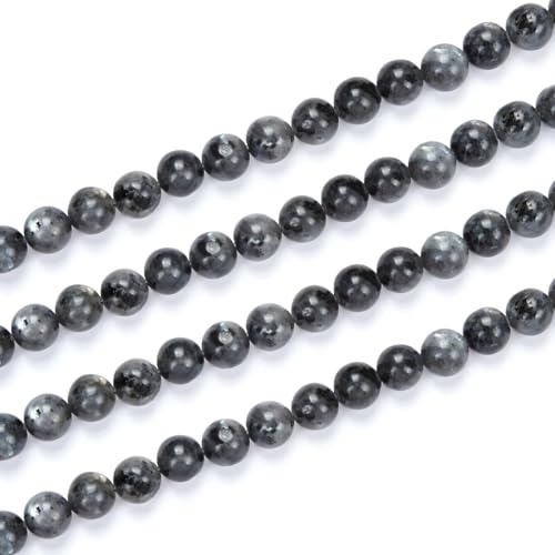 GF20-4 natürlicher Larvikit, schwarzer Labradorit, Heilstein, 4 mm, kleine runde Perlen, Abstandshalter (88–93 Stück) für Bastel- und Schmuckherstellung, 1 Strang von ASKFNASDKMFN