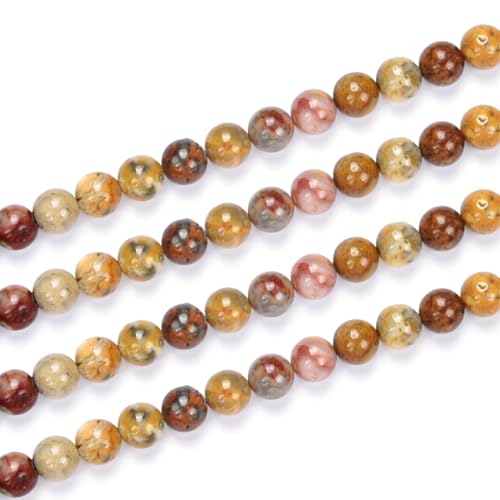 GF23-4 Stränge, natürlicher Achat, Heilstein, 4 mm, kleine runde Perlen, Abstandshalter (176–186 Stück) für Bastelarbeiten, Schmuckherstellung, 2 Stränge von ASKFNASDKMFN