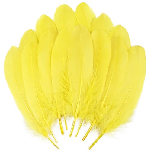 Gelbe Gänsefedern, natürlich, 15-20 cm, für Bastelarbeiten, Cosplay, Hochzeit, Party, Halloween, Dekoration, Gänsefedern, 120 Stück Gelbe Gänsefedern, natürlich, 15-20 cm, für Bastelarbeiten, Cosplay, Hochzeit, Party, Halloween, Dekoration, Gänsefedern, 120 Stück von ASKFNASDKMFN