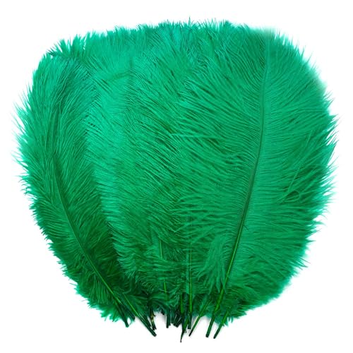 Grüne Straußenfedern, Großpackung 30 - 35 cm, für Tafelaufsätze für Hochzeit, Geburtstag, Gatsby-Party, dekorative Federn für Vase, Tisch und Weihnachtsbaumdekoration (30–35 cm, grün) von ASKFNASDKMFN