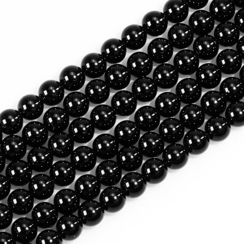 Natürliche Edelsteine, rund, schwarzer Obsidian, Perlen für Schmuckherstellung, kleine Kristallperlen für Armbänder (38,1 cm/Strang), 4 mm von ASKFNASDKMFN