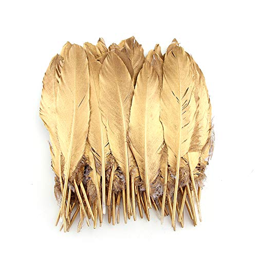 Natürliche Gänsefedern, Bekleidungszubehör, 50 Stück (Gold) von ASKFNASDKMFN