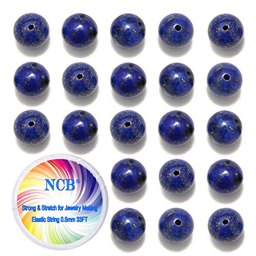 Natürliche Lapislazuli-Edelsteine, runde Abstandshalter für Schmuckherstellung, mit Kristall-Stretchschnur (Lapislazuli, 8 mm, 200 Perlen), 200 Stück von ASKFNASDKMFN