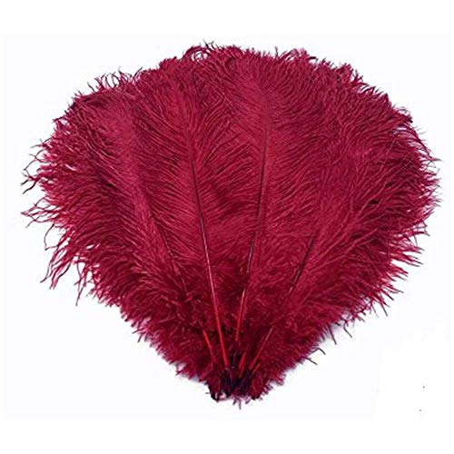 Natürliche Straußenfedern, 30–35 cm, für Zuhause, Hochzeit, Party, Dekoration, Burgunderrot, 50 Stück von ASKFNASDKMFN